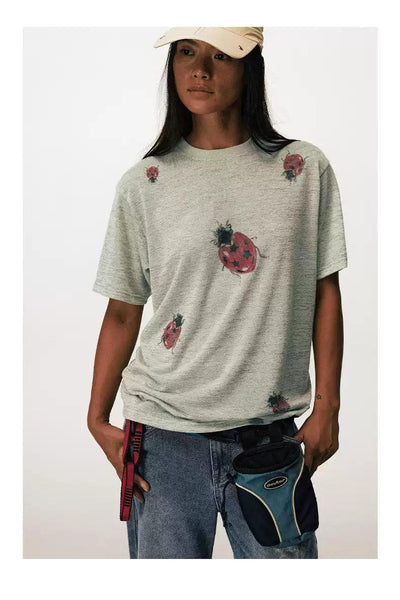 Ladybugs Print T-Shirt Korean Street Fashion T-Shirt By Conp Conp Shop Online at OH Vault