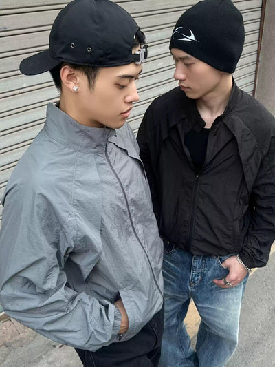 Structured Windbreaker Jacket Korean Street Fashion Jacket By Made Extreme Shop Online at OH Vault