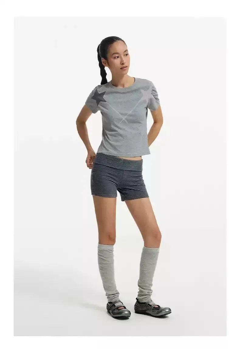 Stars Contrast Print T-Shirt Korean Street Fashion T-Shirt By Conp Conp Shop Online at OH Vault