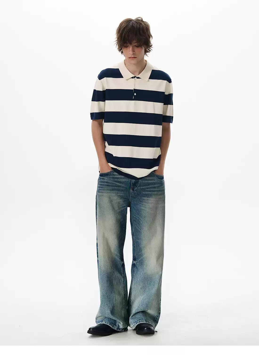 Wide Stripes Comfty Polo Korean Street Fashion Polo By 77Flight Shop Online at OH Vault
