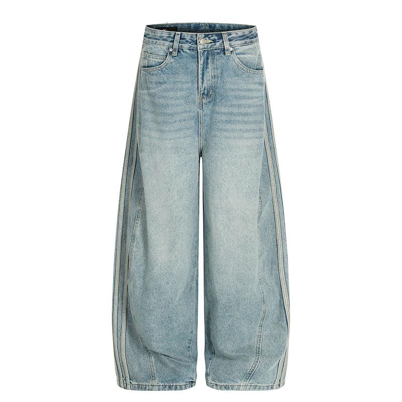 Washed Bar Stripes Jeans Korean Street Fashion Jeans By Mr Nearly Shop Online at OH Vault