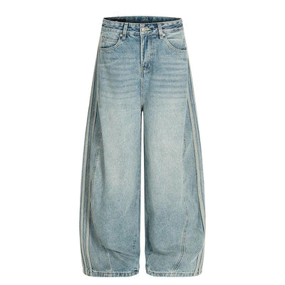 Washed Bar Stripes Jeans Korean Street Fashion Jeans By Mr Nearly Shop Online at OH Vault