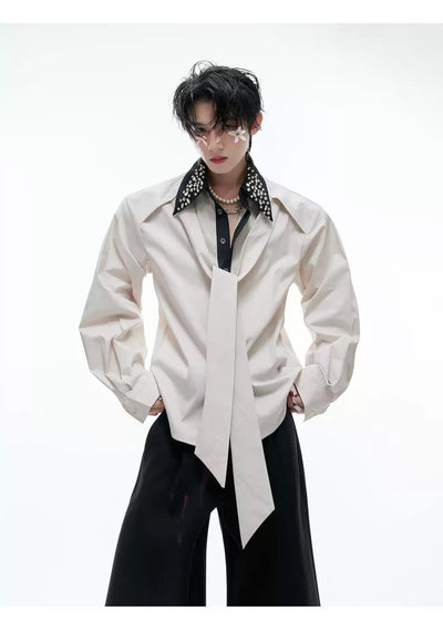 Rhinestone Embellished Strap Detail Shirt Korean Street Fashion Shirt By Argue Culture Shop Online at OH Vault