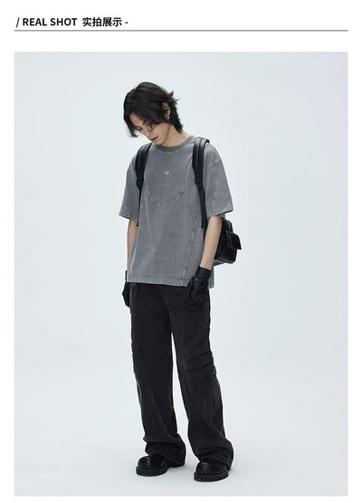 Structured Seams Washed T-Shirt Korean Street Fashion T-Shirt By CATSSTAC Shop Online at OH Vault