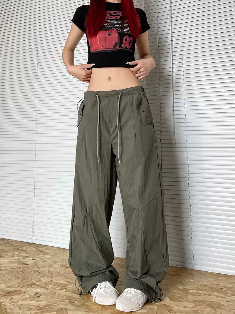Drawstring Bootcut Track Pants Korean Street Fashion Pants By Apocket Shop Online at OH Vault