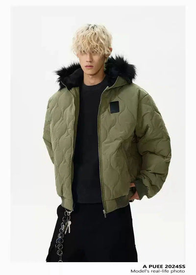 Fur Collar Quilted Jacket Korean Street Fashion Jacket By A PUEE Shop Online at OH Vault