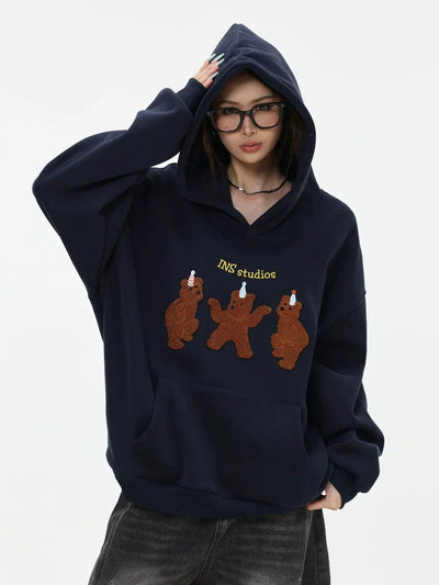 Flock Embroidered Hoodie Korean Street Fashion Hoodie By INS Korea Shop Online at OH Vault