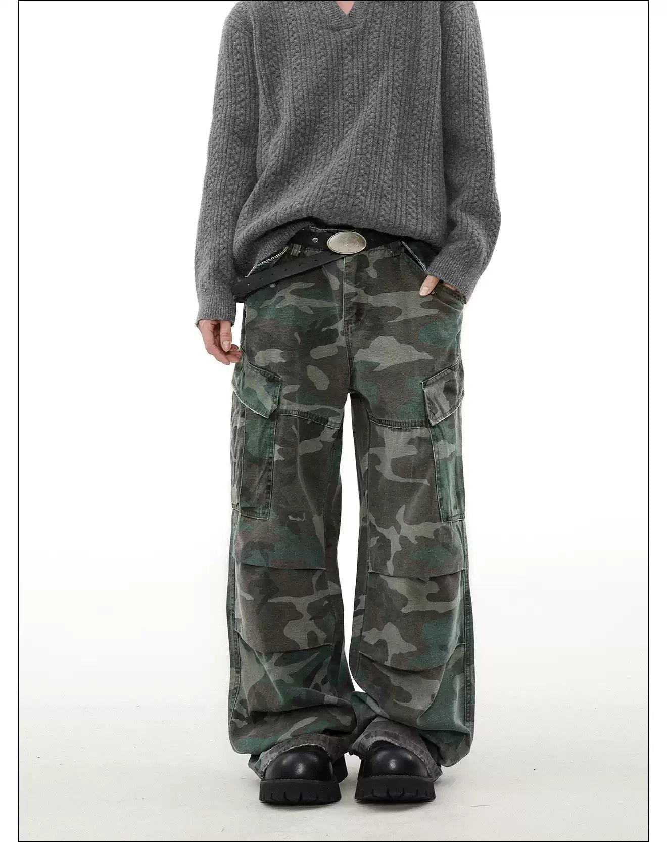 Camouflage Pattern Loose Jeans Korean Street Fashion Jeans By Mr Nearly Shop Online at OH Vault