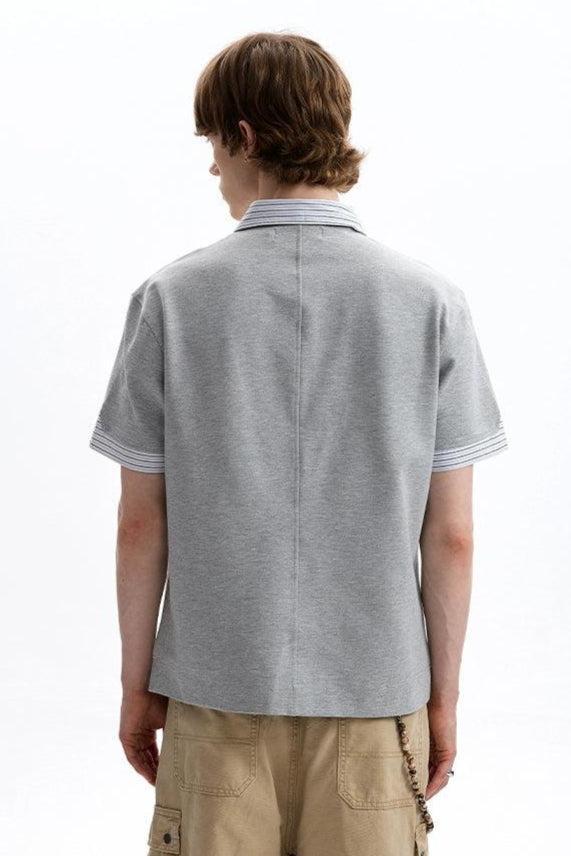 Layered Striped Collar T-Shirt Korean Street Fashion T-Shirt By A PUEE Shop Online at OH Vault