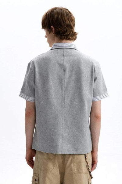 Layered Striped Collar T-Shirt Korean Street Fashion T-Shirt By A PUEE Shop Online at OH Vault