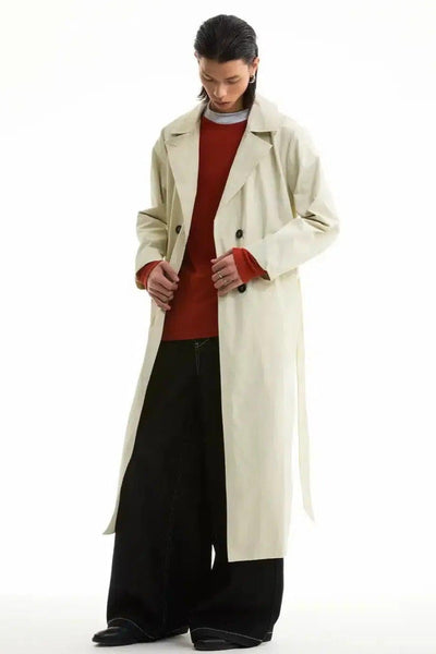 Clean Fit Double Breasted Trench Coat Korean Street Fashion Long Coat By Funky Fun Shop Online at OH Vault