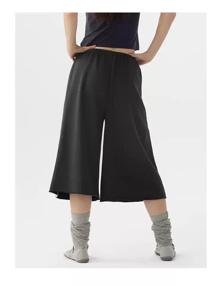 Seamless Pocket Raw Edge Wide Leg Shorts Korean Street Fashion Shorts By Crying Center Shop Online at OH Vault