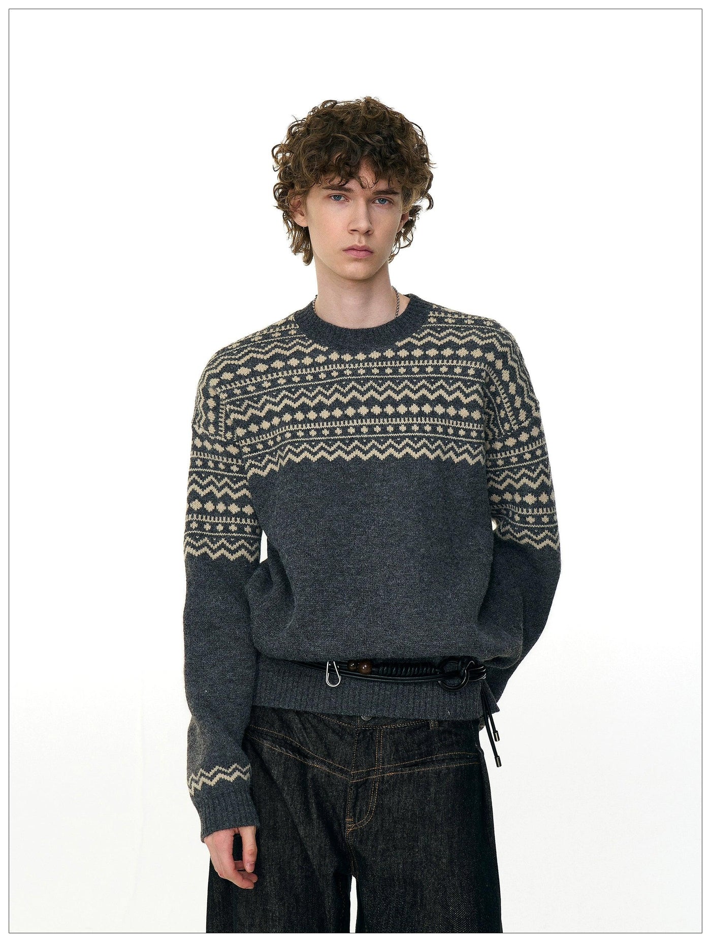 Contrast Tribal Detail Sweater Korean Street Fashion Sweater By Mr Nearly Shop Online at OH Vault