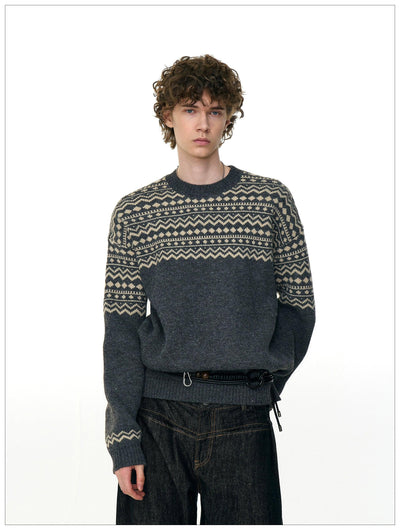 Contrast Tribal Detail Sweater Korean Street Fashion Sweater By Mr Nearly Shop Online at OH Vault