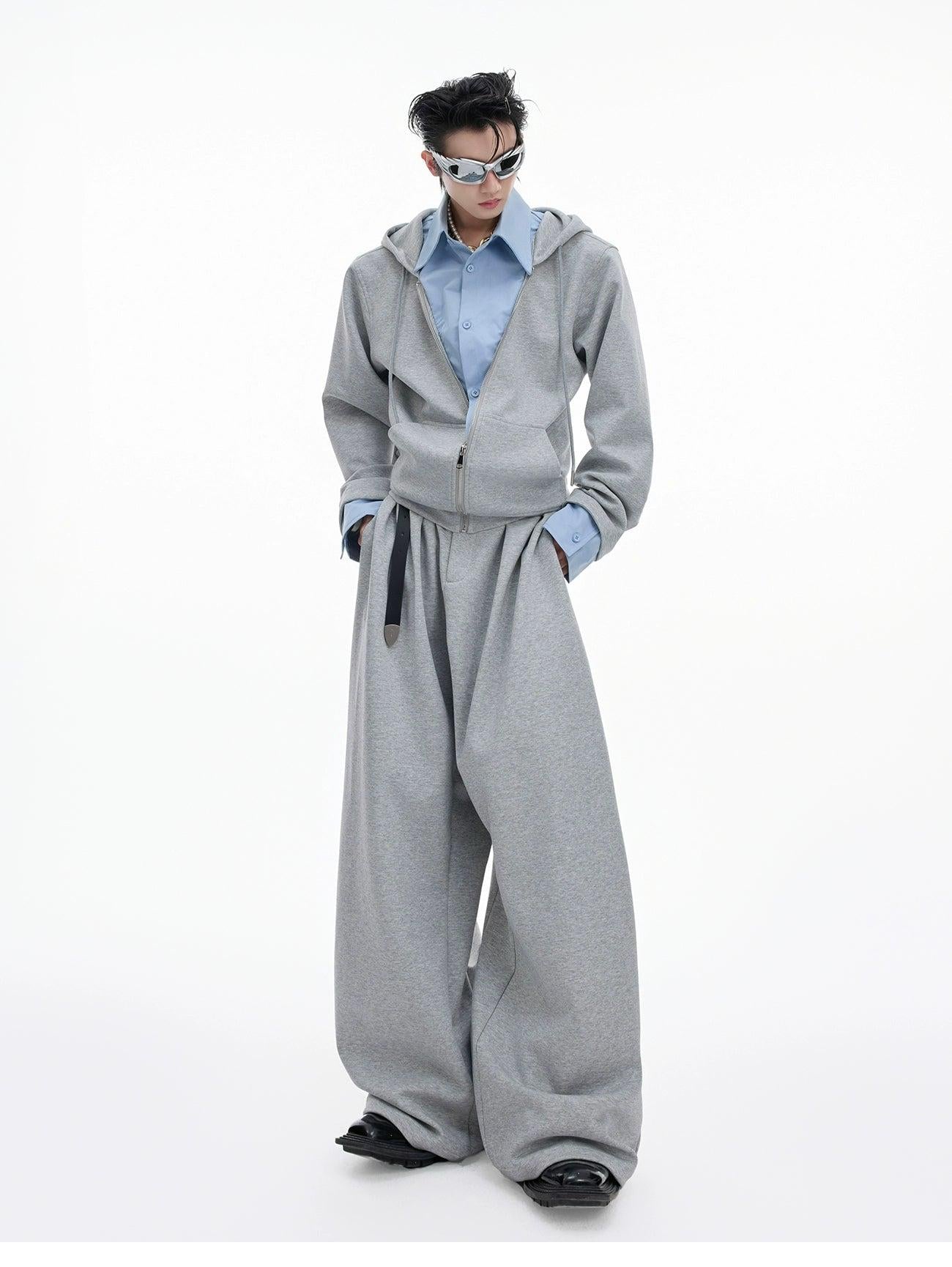 Spliced Contrast Hoodie & Wide Sweatpants Set Korean Street Fashion Clothing Set By Argue Culture Shop Online at OH Vault