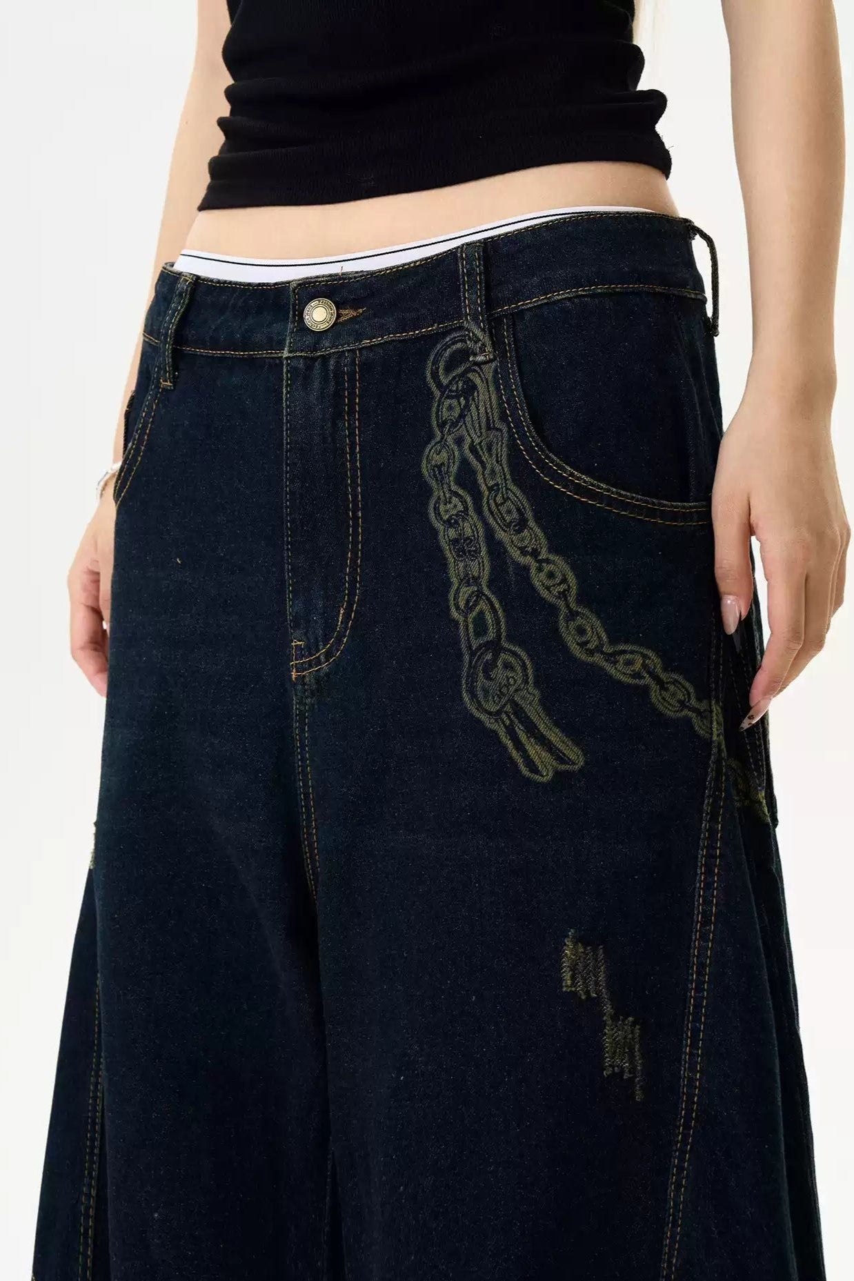 Drawn Detail and Rips Jeans Korean Street Fashion Jeans By MaxDstr Shop Online at OH Vault