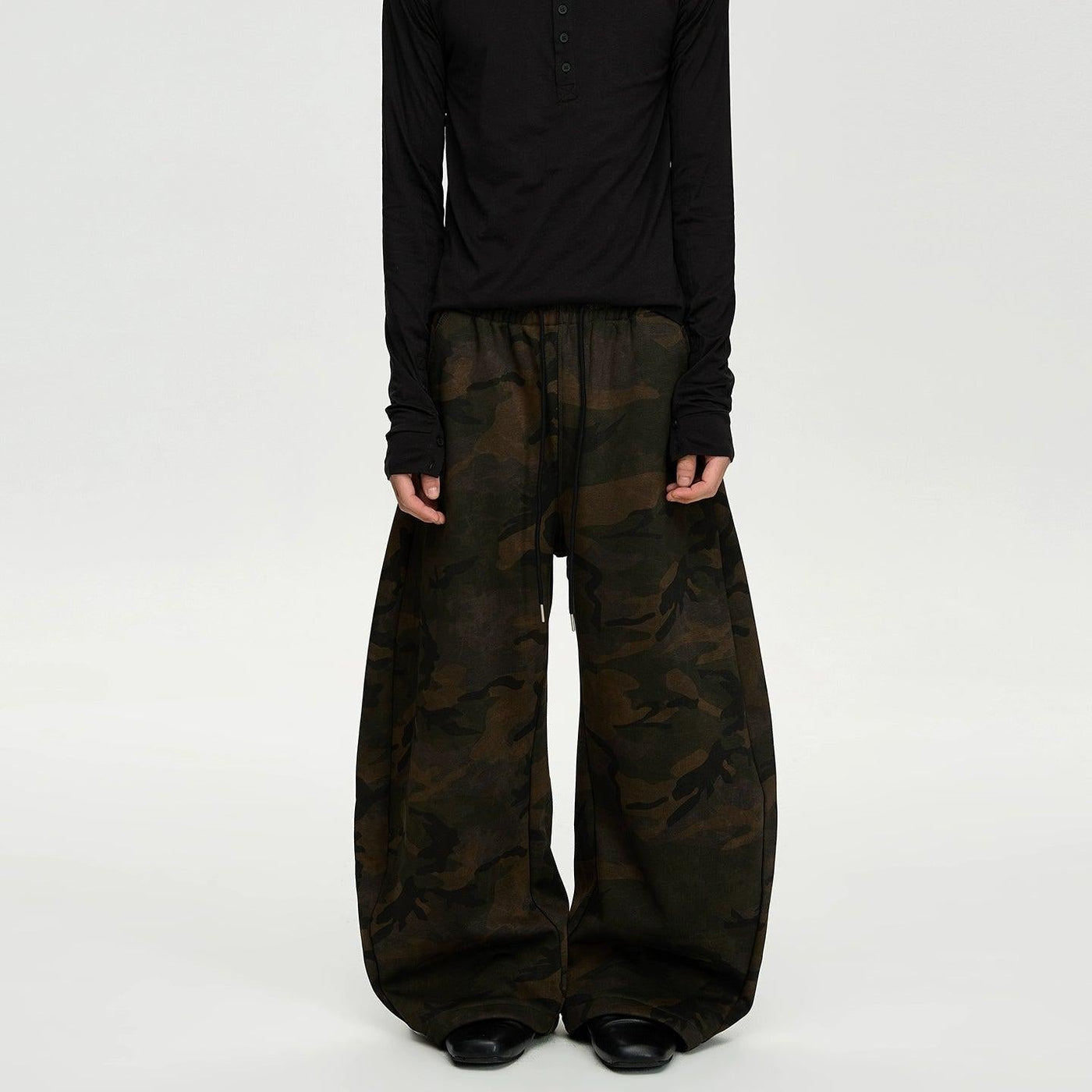 Dark Camo Drawstring Pants Korean Street Fashion Pants By A PUEE Shop Online at OH Vault