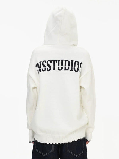 Color Half- Buttoned Hooded Sweater Korean Street Fashion Sweater By INS Korea Shop Online at OH Vault