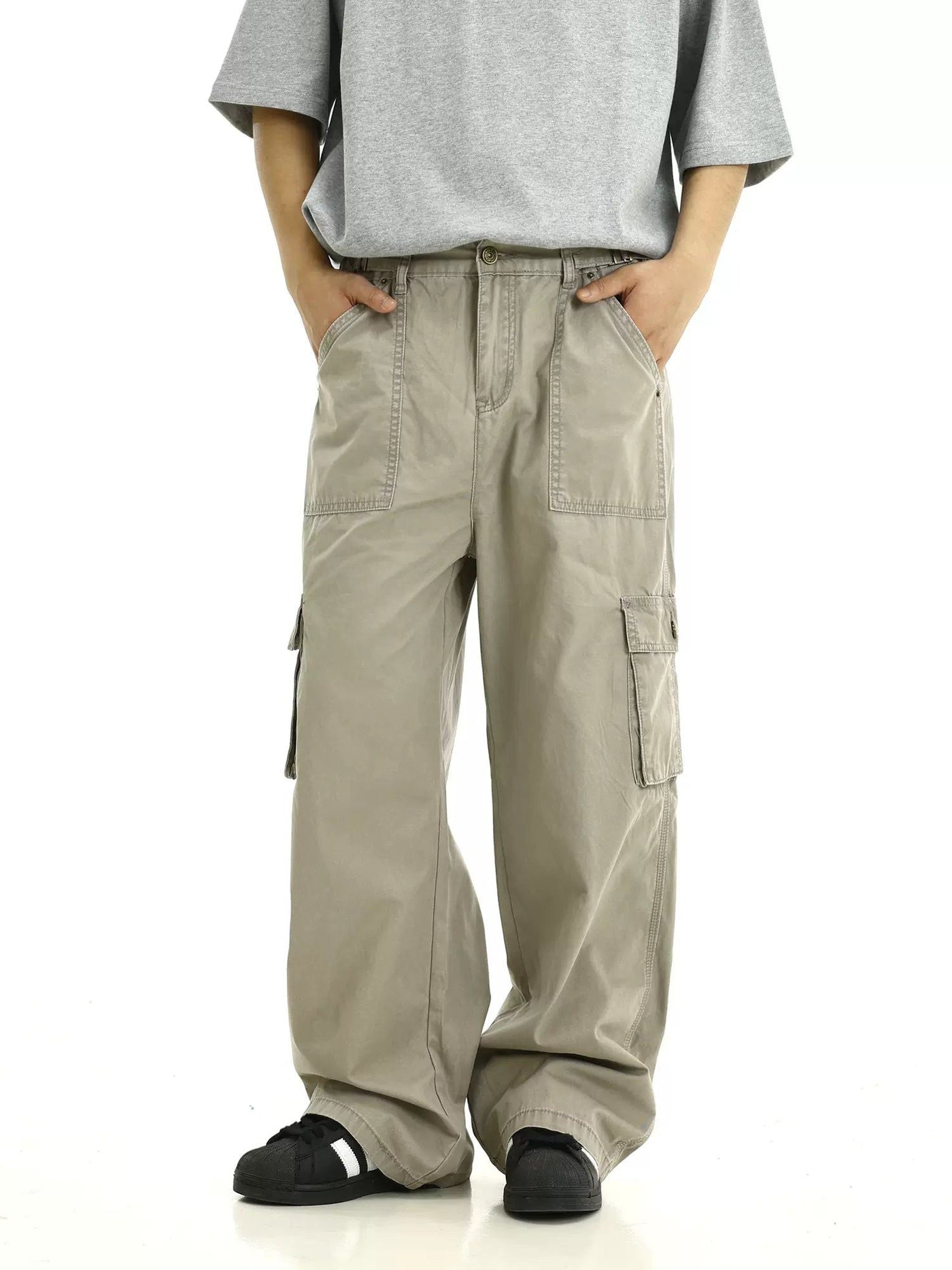 Workwear Buttoned Cargo Style Jeans Korean Street Fashion Jeans By MEBXX Shop Online at OH Vault