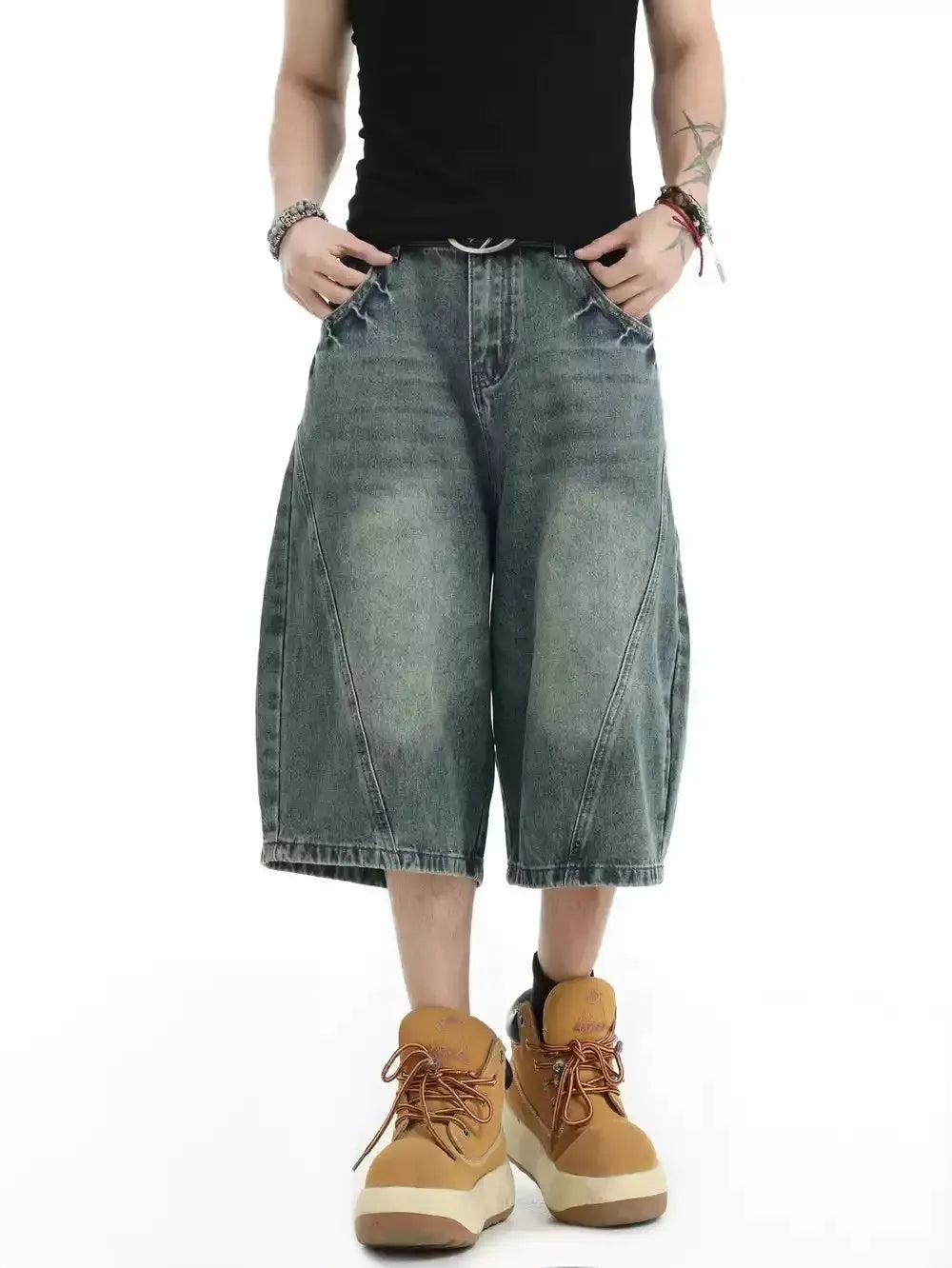 Gradient Washed Wide Denim Shorts Korean Street Fashion Shorts By INS Korea Shop Online at OH Vault