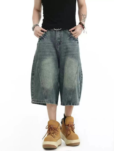 Gradient Washed Wide Denim Shorts Korean Street Fashion Shorts By INS Korea Shop Online at OH Vault