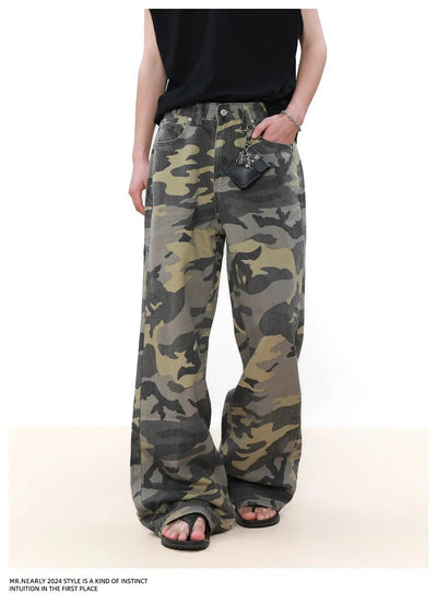 Washed Camo Print Pants Korean Street Fashion Pants By Mr Nearly Shop Online at OH Vault