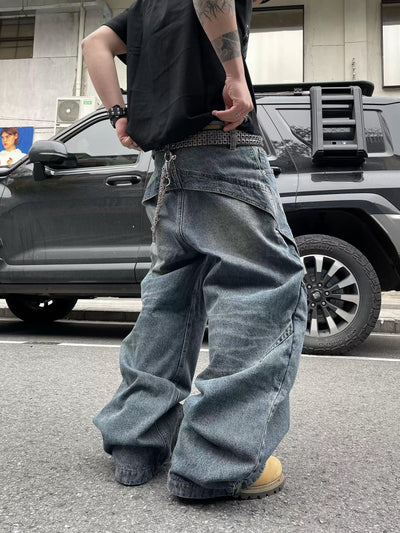 Washed Side Split Jeans Korean Street Fashion Jeans By Dark Fog Shop Online at OH Vault
