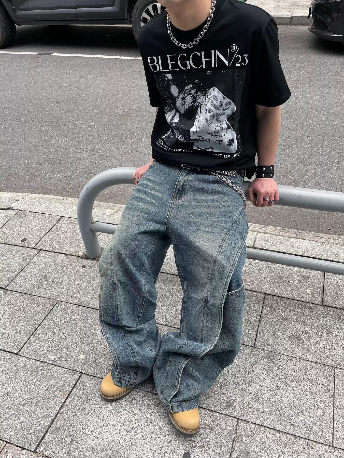 Washed Side Split Jeans Korean Street Fashion Jeans By Dark Fog Shop Online at OH Vault