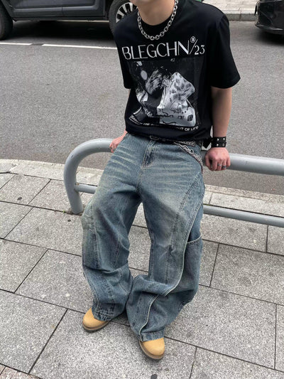 Washed Side Split Jeans Korean Street Fashion Jeans By Dark Fog Shop Online at OH Vault