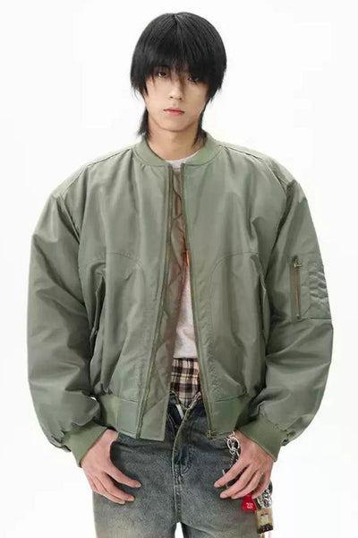 Chic Bomber Lined Jacket Korean Street Fashion Jacket By 77Flight Shop Online at OH Vault