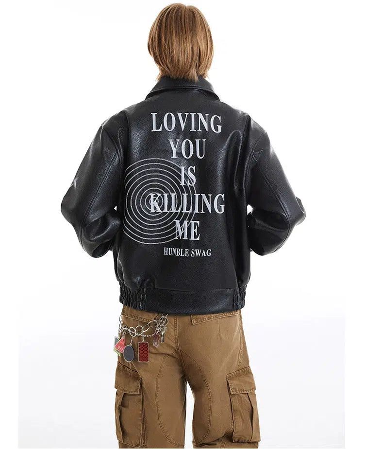 Slogan Text Moto PU Leather Jacket Korean Street Fashion Jacket By Made Extreme Shop Online at OH Vault