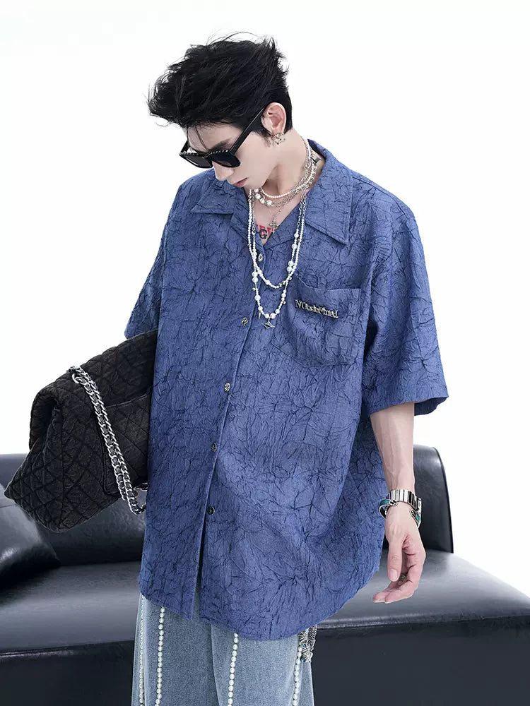 Rough Texture Buttoned Shirt Korean Street Fashion Shirt By Slim Black Shop Online at OH Vault