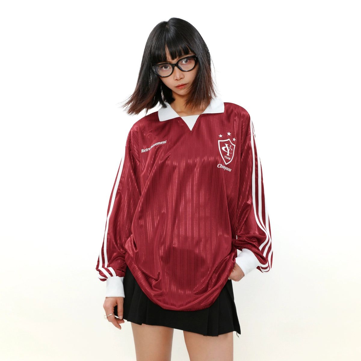 Shiny Drapey Long Sleeve Polo Korean Street Fashion Polo By Mr Nearly Shop Online at OH Vault