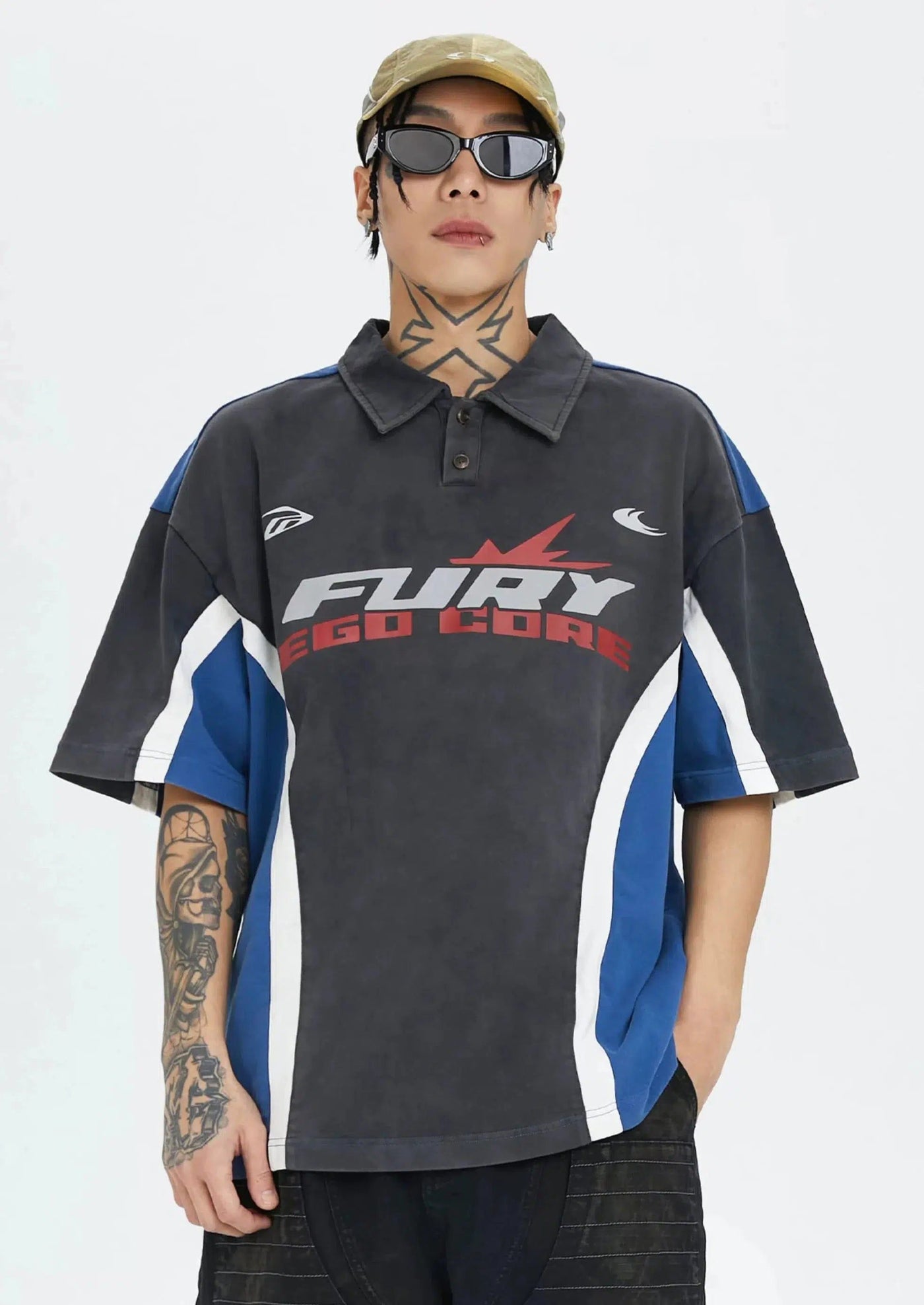 Racing Style Boxy Polo Korean Street Fashion Polo By Evil Knight Shop Online at OH Vault