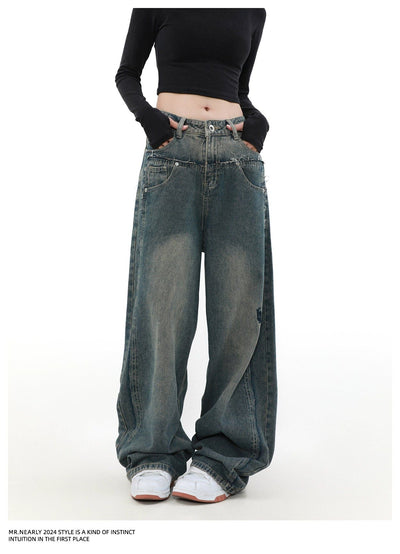 Faded Raw Trim Jeans Korean Street Fashion Jeans By Mr Nearly Shop Online at OH Vault