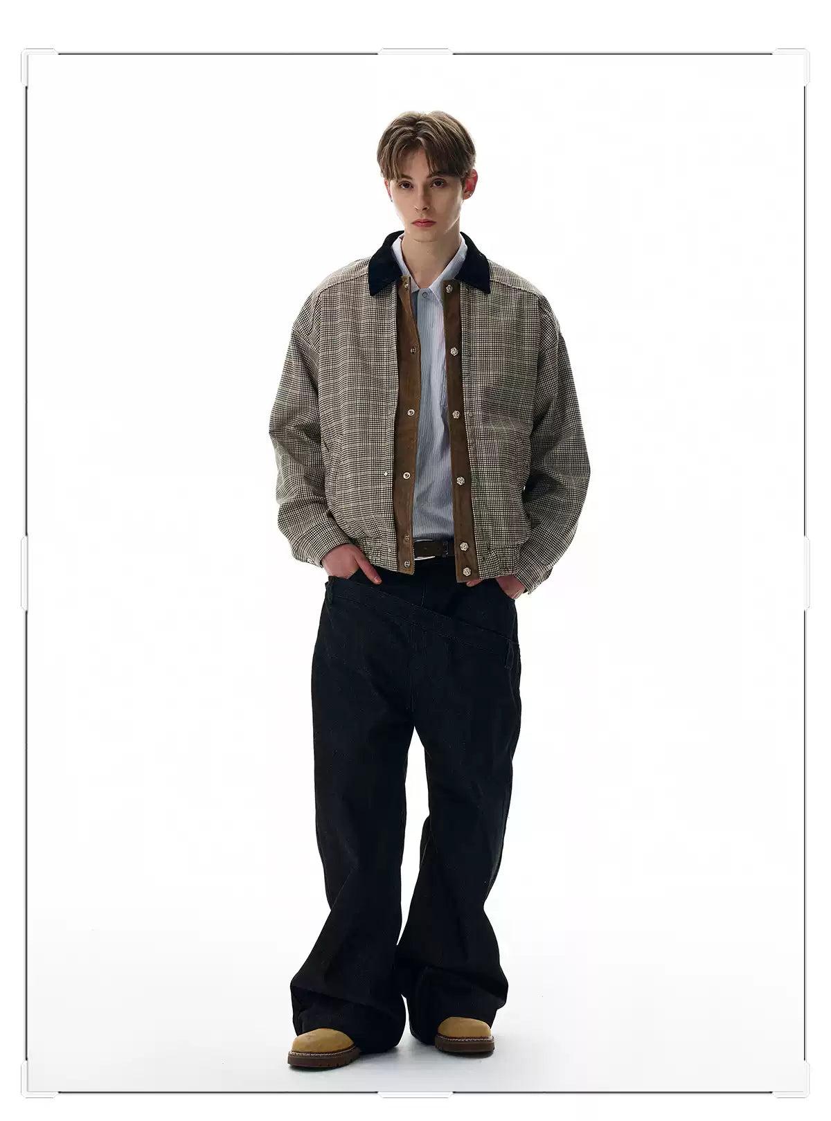 Houndstooth Corduroy Collar Jacket