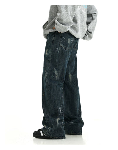 Paint Splatters Detail Jeans Korean Street Fashion Jeans By MEBXX Shop Online at OH Vault