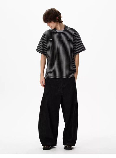 Casual Striped Lines T-Shirt Korean Street Fashion T-Shirt By 77Flight Shop Online at OH Vault