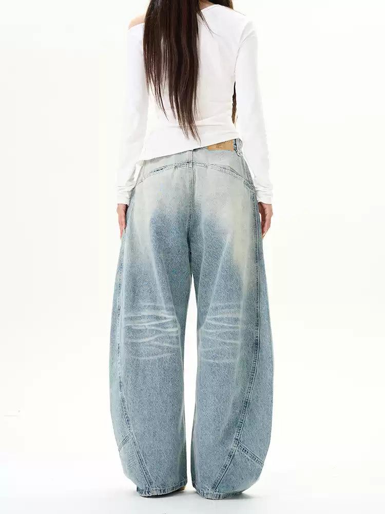 Light Wash Scimitar Jeans Korean Street Fashion Jeans By 77Flight Shop Online at OH Vault