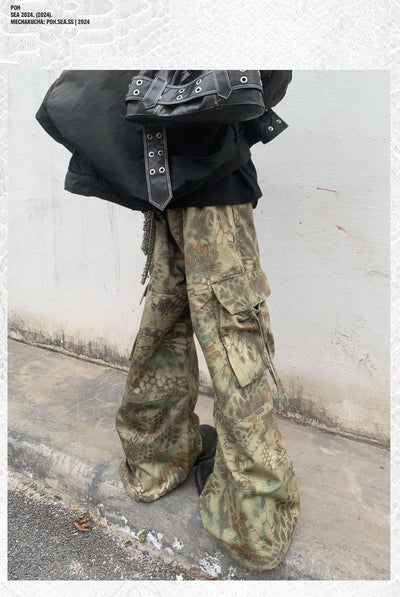 Snake Print Camo Cargo Pants Korean Street Fashion Pants By Pioneer of Heroism Shop Online at OH Vault