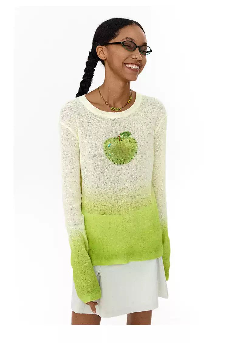 Green Apple Gradient Sweater Korean Street Fashion Sweater By Conp Conp Shop Online at OH Vault