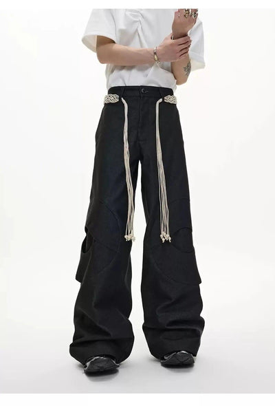 Belted Strap Structured Jeans Korean Street Fashion Jeans By Argue Culture Shop Online at OH Vault