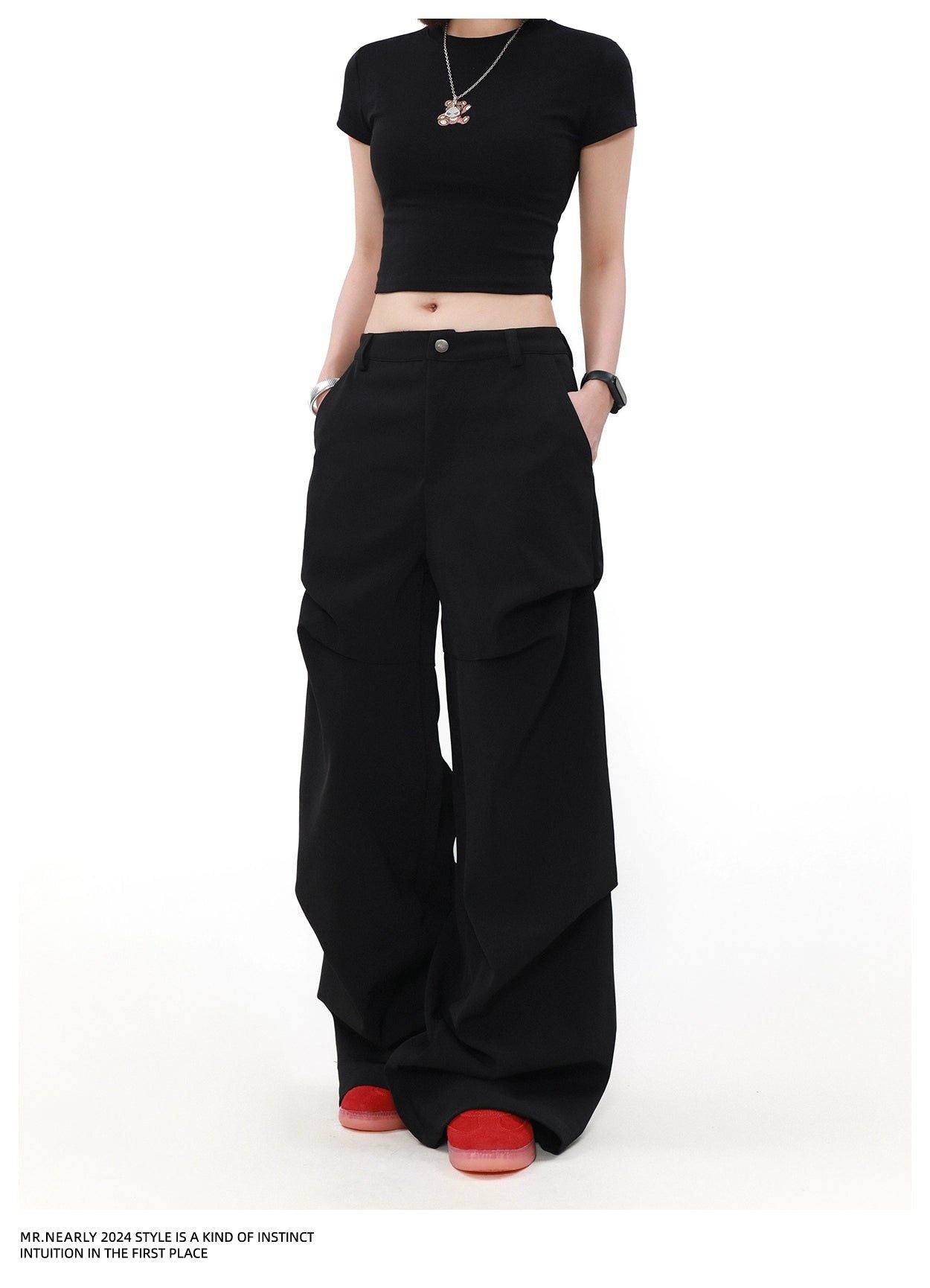 Plain Pleated Clean Fit Pants Korean Street Fashion Pants By Mr Nearly Shop Online at OH Vault