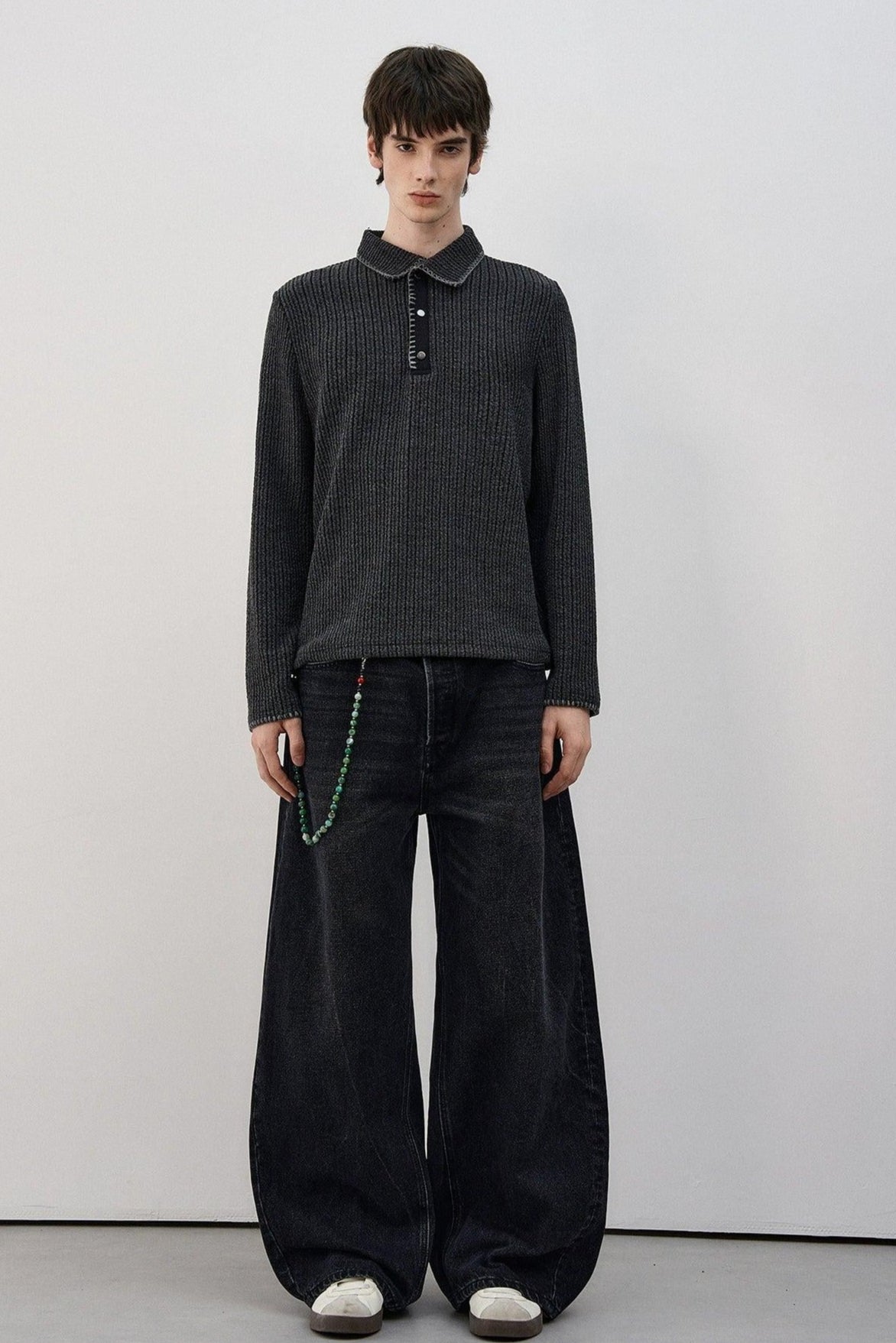 Collared and Textured Sweater Korean Street Fashion Sweater By MaxDstr Shop Online at OH Vault