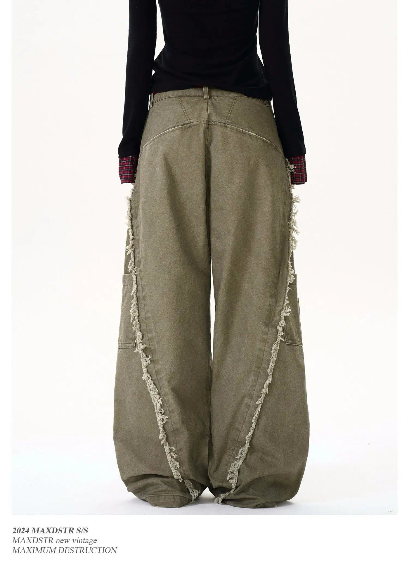 Washed Fringed Detail Pants Korean Street Fashion Pants By MaxDstr Shop Online at OH Vault