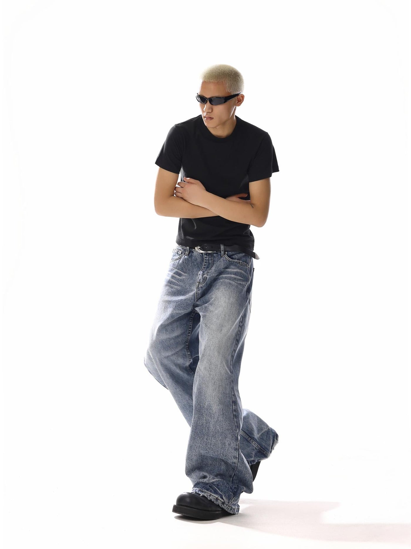 Whisker Faded Straight Cut Jeans Korean Street Fashion Jeans By MEBXX Shop Online at OH Vault