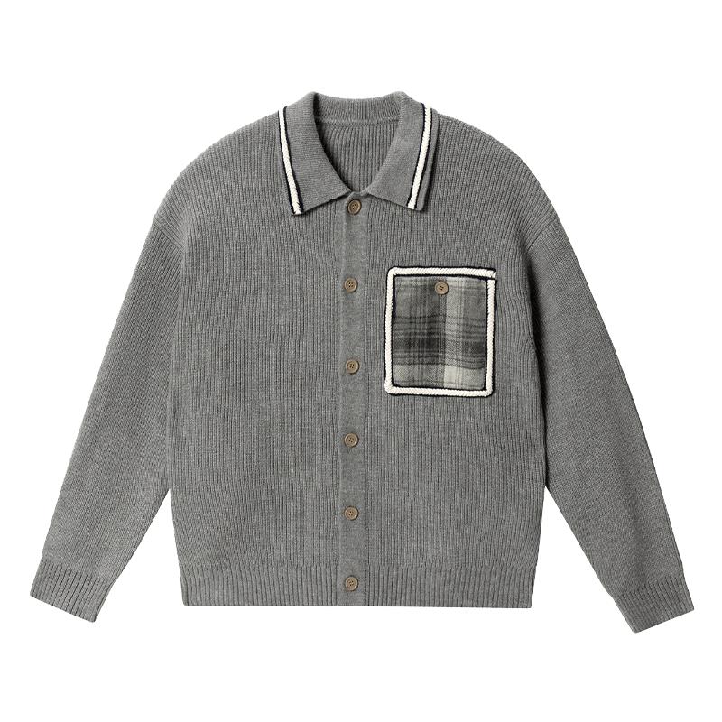 Plaid Pocket Buttoned Sweater Korean Street Fashion Sweater By JHYQ Shop Online at OH Vault