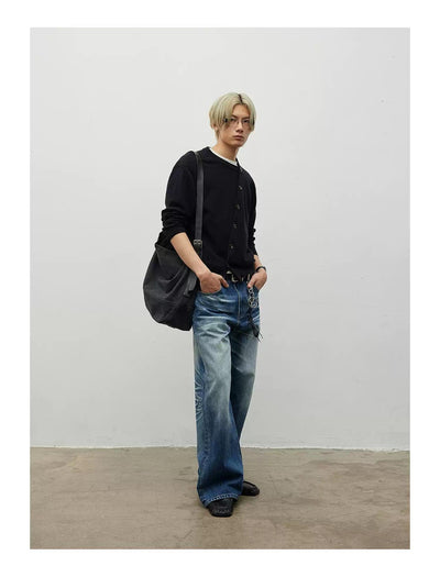 Diagonal Line Buttoned Sweater Korean Street Fashion Sweater By Terra Incognita Shop Online at OH Vault