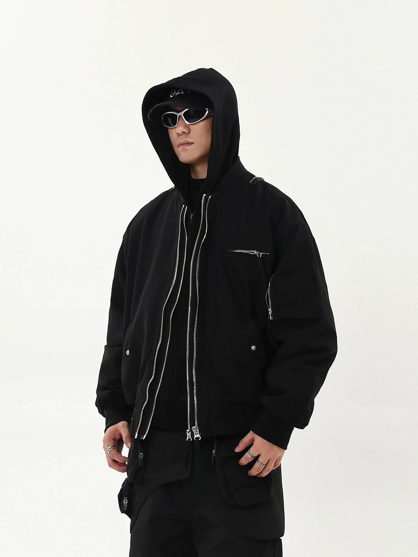 Functional Double-Zipper Zip-Up Hoodie Korean Street Fashion Hoodie By Blacklists Shop Online at OH Vault