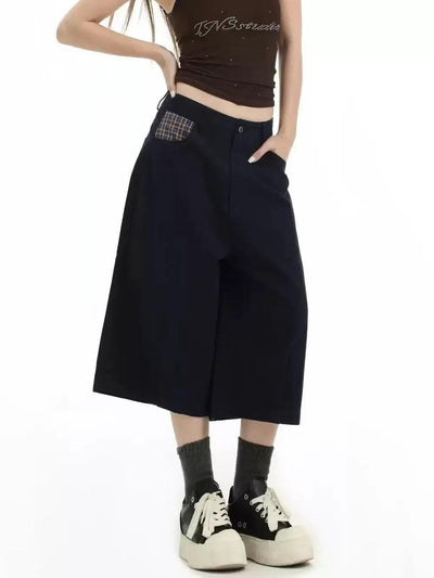 Plaid Spliced Mid-Length Shorts Korean Street Fashion Shorts By INS Korea Shop Online at OH Vault